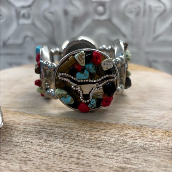 LOT OF LONGHORN THEMED JEWELRY - silver and turquoise - Picture 7 of 9